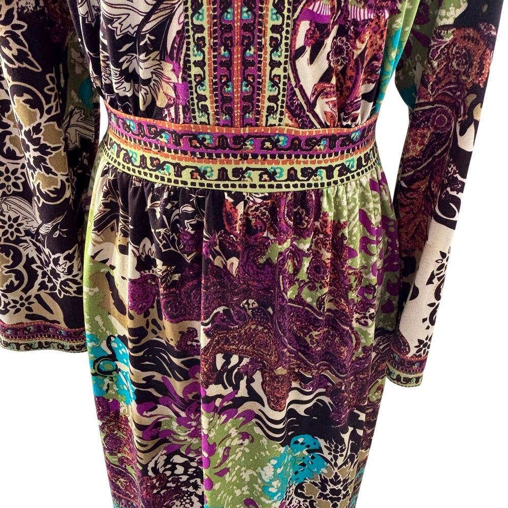 ECI New York Dress Floral V-Neck Stretchy Dress Boho Colorful Size XL - Picture 7 of 8